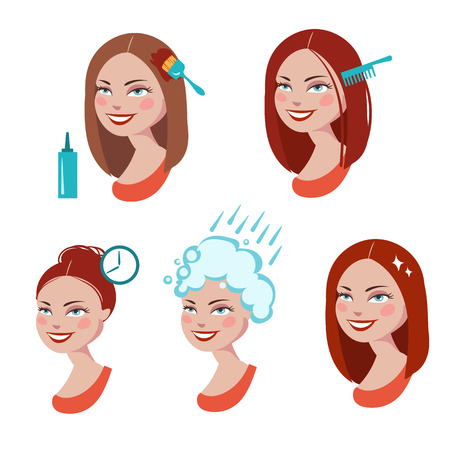 hair dyeing processのイラスト素材