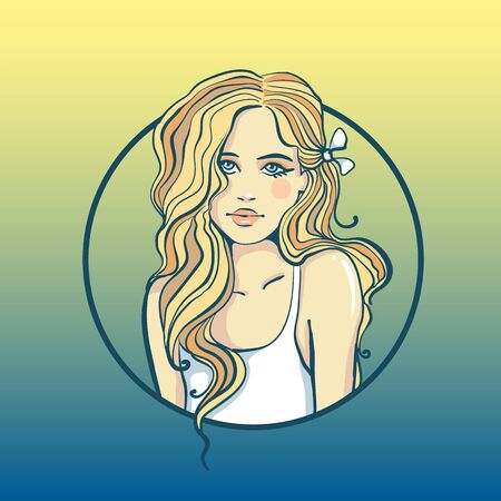 Girl 1. Vector illustrationのイラスト素材