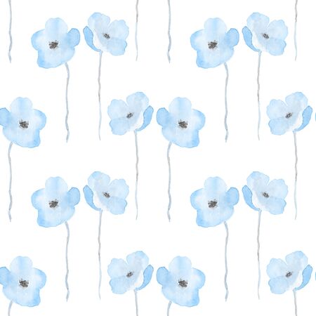 Delicate watercolor flowers. Seamless floral patternの写真素材