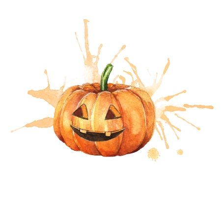 Halloween pumpkin. Watercolor paintingの写真素材