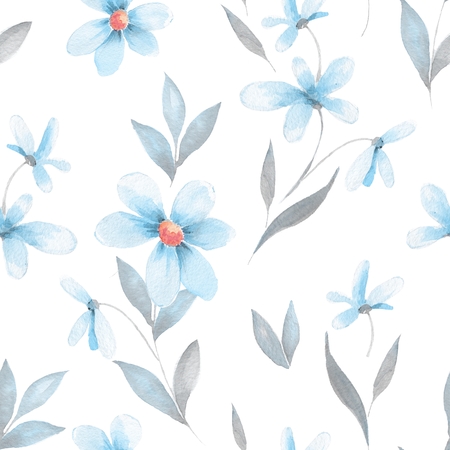 Seamless pattern. Background with flowers. Watercolor paintingの写真素材