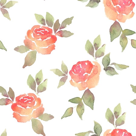 Simple roses. Watercolor background with flowers.の写真素材