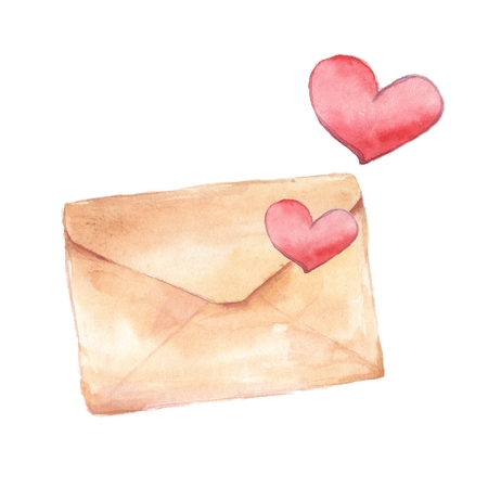 Mailing envelope. Watercolor painting. Element for designの写真素材