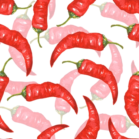 Pepper watercolor. Hand drawn seamless patternの写真素材