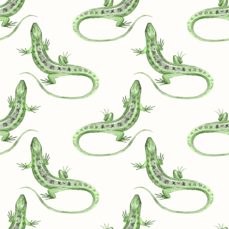 Lizard. Watercolor seamless pattern. Art background 5の写真素材