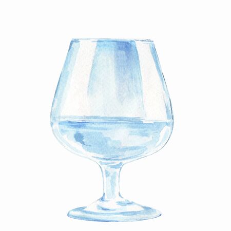 Wine glass. Watercolor illustration, isolated on whiteの写真素材