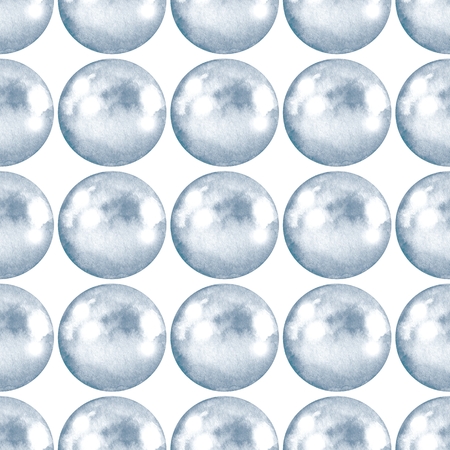 Seamless pattern with pearls. Watercolor illustration. Jewelry backgroundの写真素材