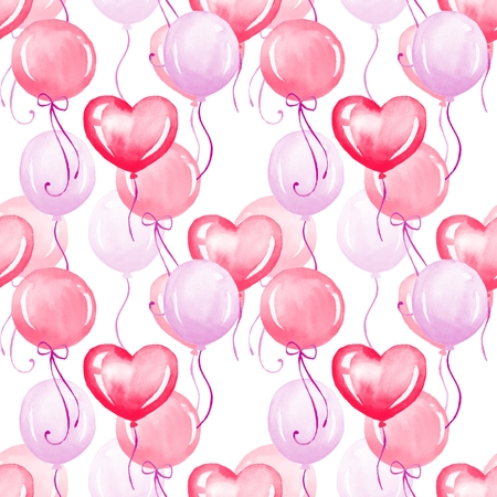 Balloons. Watercolor colorful seamless patternの写真素材