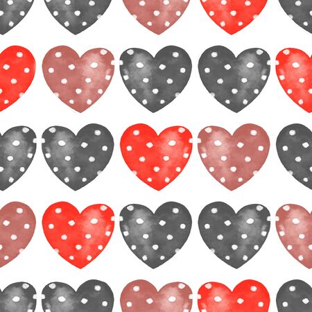 Watercolor seamless pattern with hearts