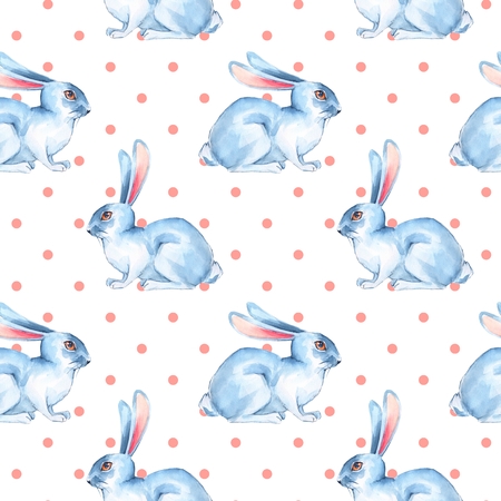Seamless pattern with white rabbits 2の写真素材