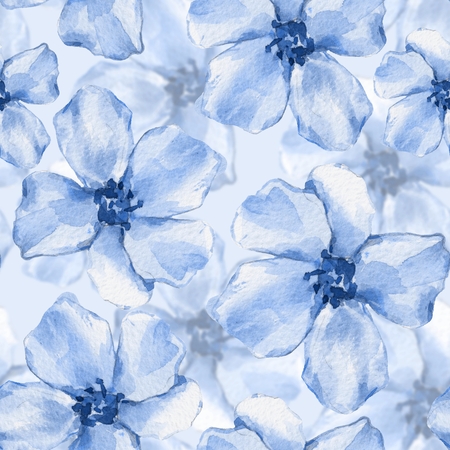 Floral seamless pattern with delicate blue flowersの写真素材