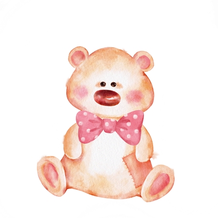 Cartoon Teddy Bear toy isolated on whiteの写真素材