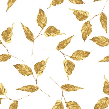 Gold seamless pattern of leaves.の写真素材