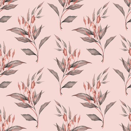 Seamless floral pattern with leaves. Decorative background.の写真素材