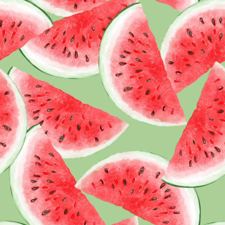 Seamless watermelons pattern. Background with watermelon slices.