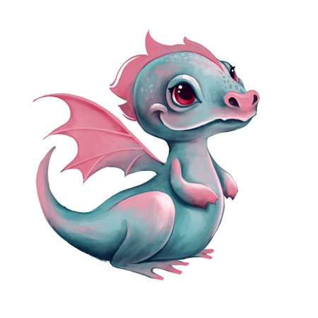 Fantasy cute baby dragon. New Year 2024. Cartoon dragon, isolatedの写真素材