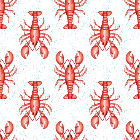 Red lobster seamless print for textile and fabric. Seamless patternの写真素材