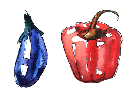 vegetable watercolor setの写真素材