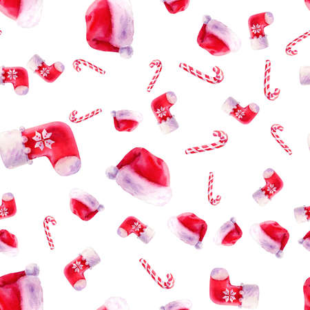 artistic watercolor christmas and new year seamless pattern. Hand drawn decoration background. Good...