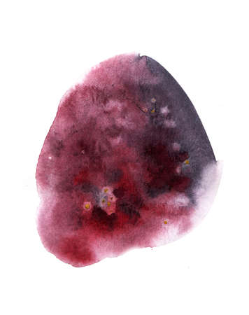 Bright red watercolor stain with watercolor paint stroke on white backgroundの写真素材