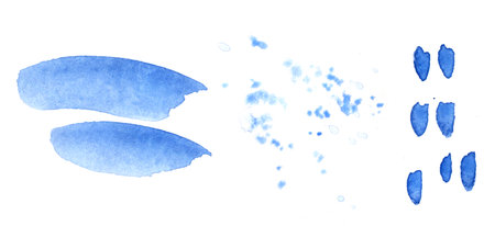 Abstract sky blue watercolor hand painted background on whiteの写真素材