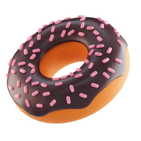 donut trendy illustration on white background. 3D rendering on whiteの写真素材