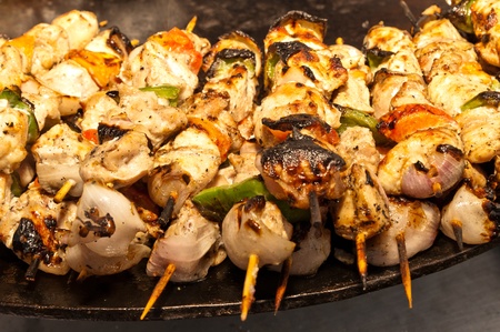 Chicken shish kebab with onion and pepperの写真素材