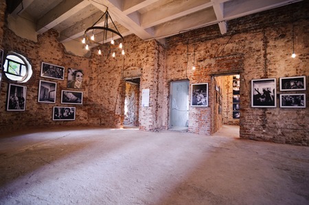 ISTANBUL, TURKEY- NOVEMBER 2, 2014: FotoIstanbul exposition room in \\\"Cities and Stories\\\" exhibition at Besiktas international festival of photography. Taken in abandoned jewish orphanage building.のeditorial素材