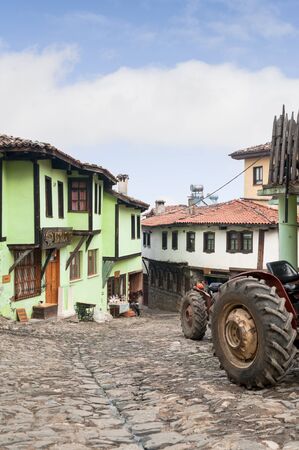 BURSA, TURKEY - JANUARY 26, 2015: a narrow street view of 700 years old Ottoman village. The historical texture of the village has been well protected. The village accepted as Unesco world heritage siteのeditorial素材