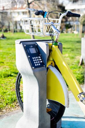 City bike for rent in Istanbul Turkeyの写真素材
