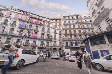 ALGIERS, ALGERIA - SEP 24, 2016:French colonial buildings in Algiers Algeria.Buildings are being renovated by Algerian government time by timeのeditorial素材