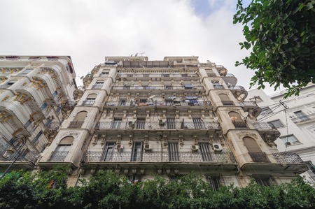 ALGIERS, ALGERIA - SEP 30, 2016:French colonial buildings in Algiers Algeria.Buildings are being renovated by Algerian government.のeditorial素材