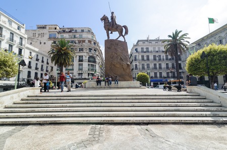 ALGIERS, ALGERIA - FEB 6, 2016: Monument of Emir Abdelkader or Abdelkader El Djezairi was an Algerian Sharif religious and military leader who led a struggle against French colonial invasion in mid-19th century.のeditorial素材