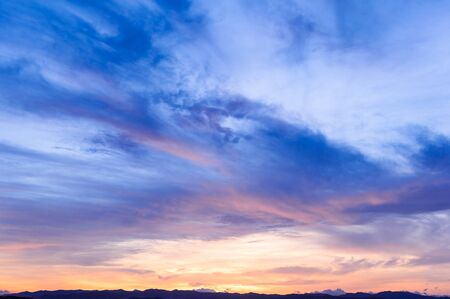 Future, time passing, new day, sky, Bright Blue, Orange And Yellow Colors Sunset sunriseの写真素材
