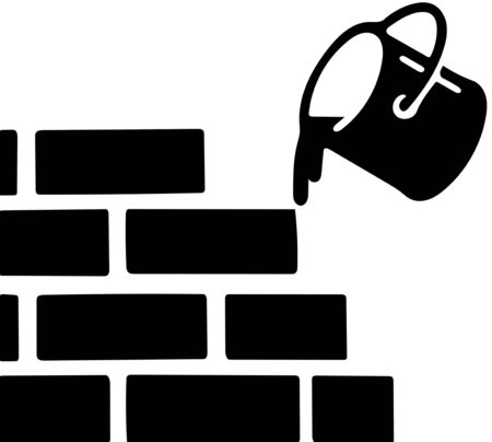 Brick wall and painting buckle isolated on white background.の写真素材