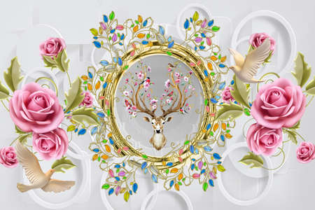 3D High Decoration Background Wallpaperの写真素材