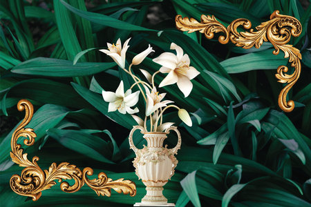 3D High Decoration Background Wallpaperの写真素材