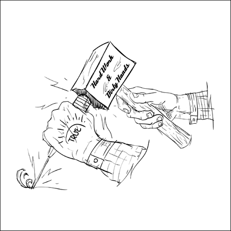 Hard work and dirty handsのイラスト素材