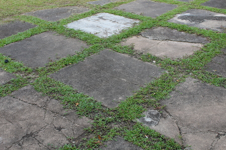 Several Stone Tiles Cover a Side of Parkの写真素材