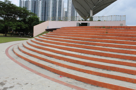 Solid Concrete Staircase Landing on the Front Part of Parkの写真素材