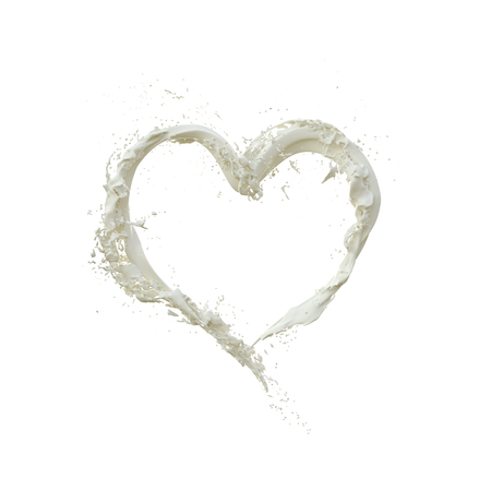 milk splash, milky wave heart shape,の写真素材