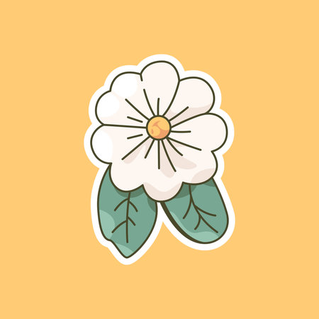 A simple yet elegant illustration of a white daisy with vibrant green leaves. This artwork symbolizes purity, innocence, and fresh beginnings, ideal for nature-themed designs.のイラスト素材