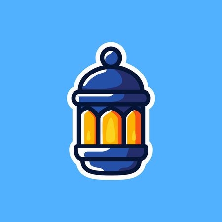 A beautiful Ramadan lantern illustration with warm glowing light, symbolizing spirituality and festivity during the holy month. Ideal for Islamic decorations and Ramadan-themed projects.のイラスト素材
