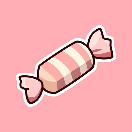 A playful illustration of a striped candy wrapped in pink, perfect for adding joy and sweetness to Valentineâs Day celebrations.のイラスト素材