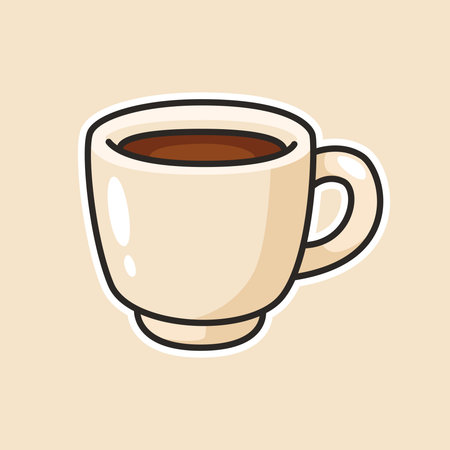 Illustration of a hot coffee cup filled with fresh brew, representing cafe lifestyle, morning energy, and cozy drink culture.のイラスト素材