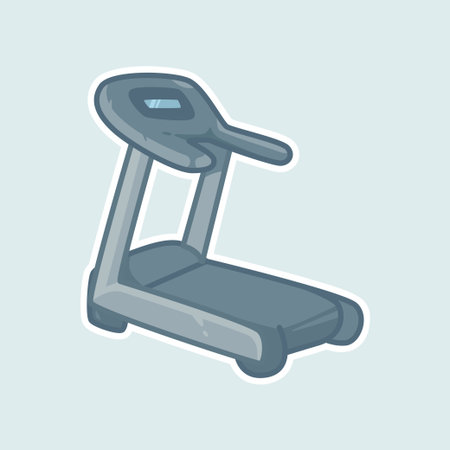 Minimalist treadmill vector icon in soft pastel colors, perfect for fitness apps, gym branding, sport infographics, and healthy lifestyle illustrations. Clean and modern flat design.のイラスト素材