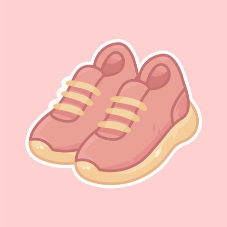 Cute flat design of sport shoes in pastel color palette. Great for running themes, gym posters, fitness infographics, or workout app icons. Trendy and stylish vector look.のイラスト素材
