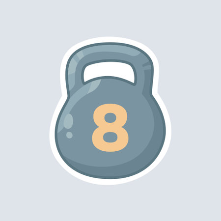 Flat illustration of a kettlebell in pastel tones. Perfect for gym posters, fitness logos, sport infographics, and workout applications promoting strength and endurance.のイラスト素材