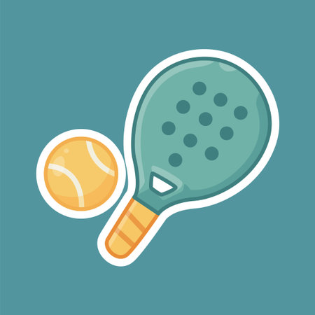 Flat pastel vector of a padel racket and ball in cute minimal style. Perfect for sport illustrations, padel clubs, poster design, and tournament branding.Keywords:のイラスト素材