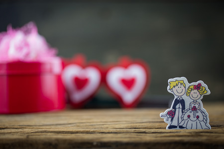 Valentines Day background with hearts,gift and soul mate.の写真素材